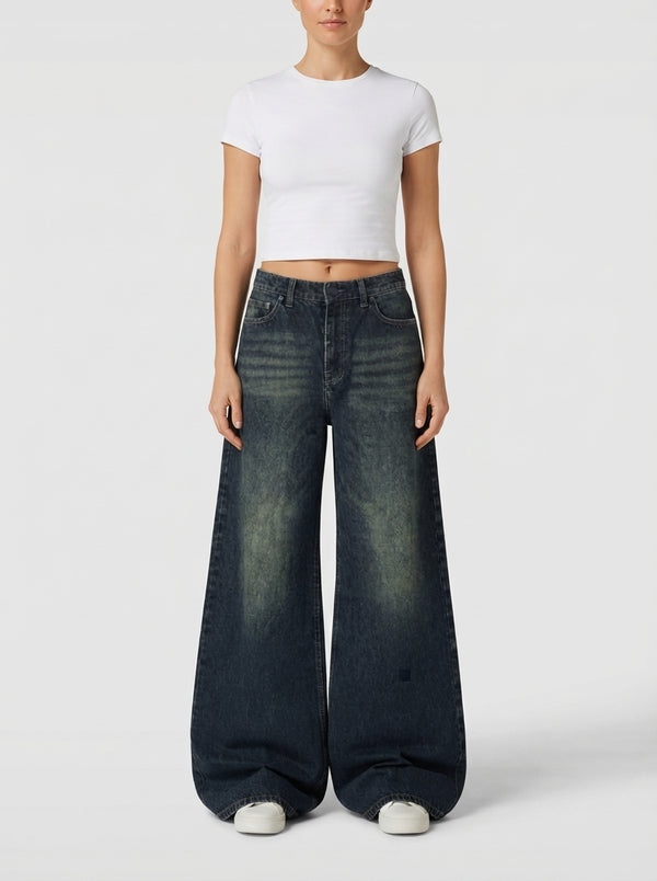 Vintage Green Super Wide Leg Jeans