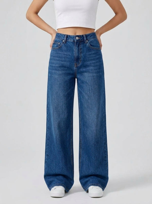 Mid Blue Wide Leg Jeans